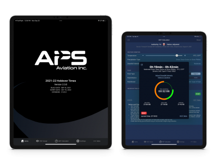 APS HOT app screenshots showing home page and calculator